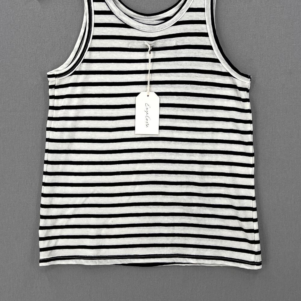 ENZA COSTA Easy Tank Womens Small White Black Cotton Cashmere Sleeveless NEW - Picture 9 of 13
